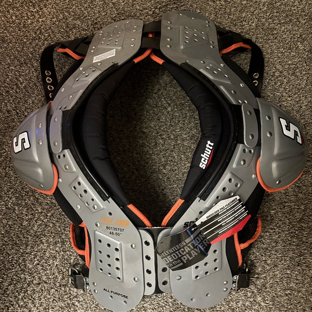 Schutt 2XL Youth Football Shoulder Pads - Gray and Orange
